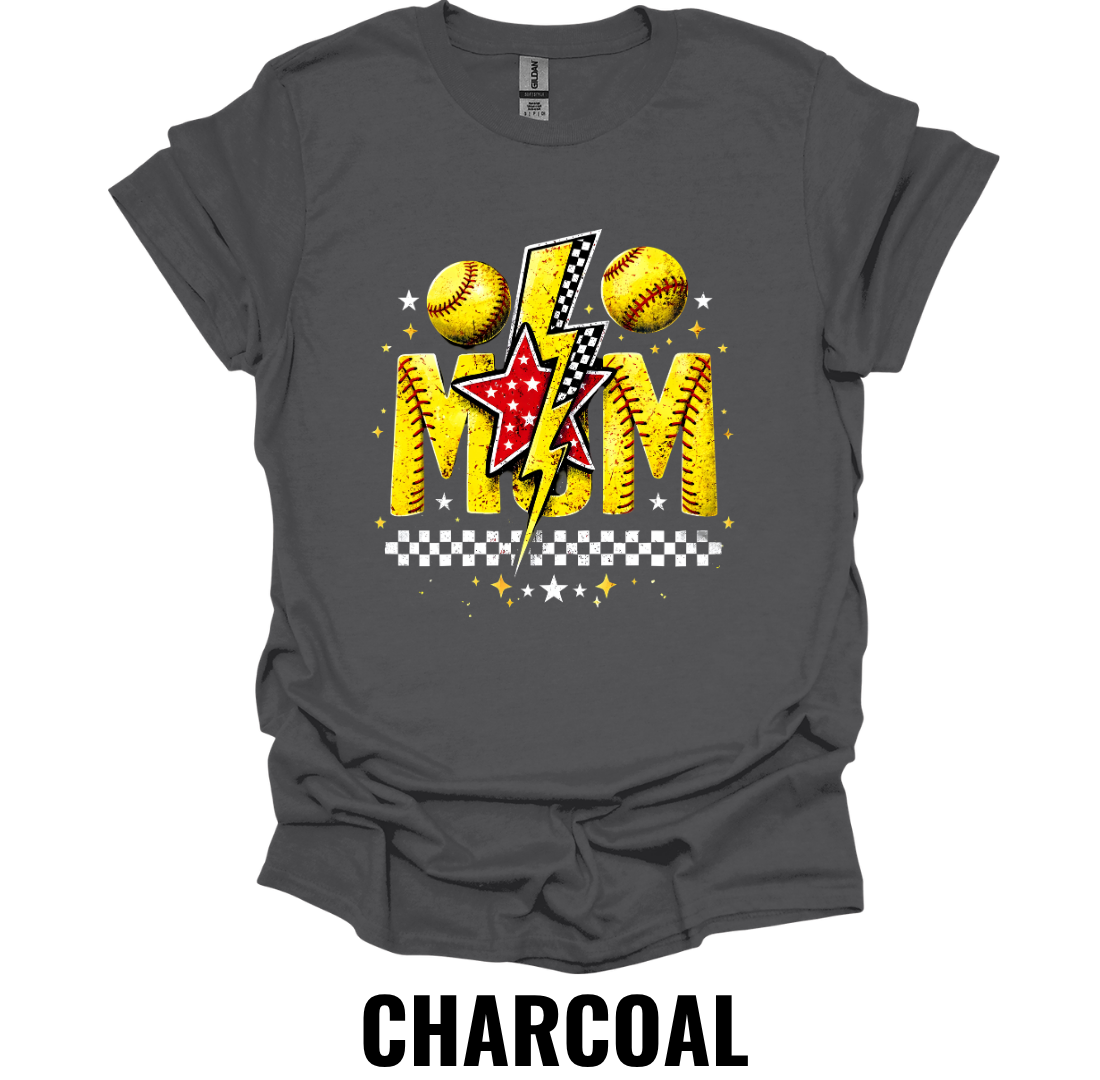 Softball Mom T-Shirt – Retro Lightning Graphic Tee