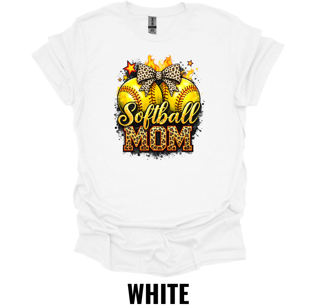 Softball Mom T-Shirt – Leopard Bow Game Day Tee