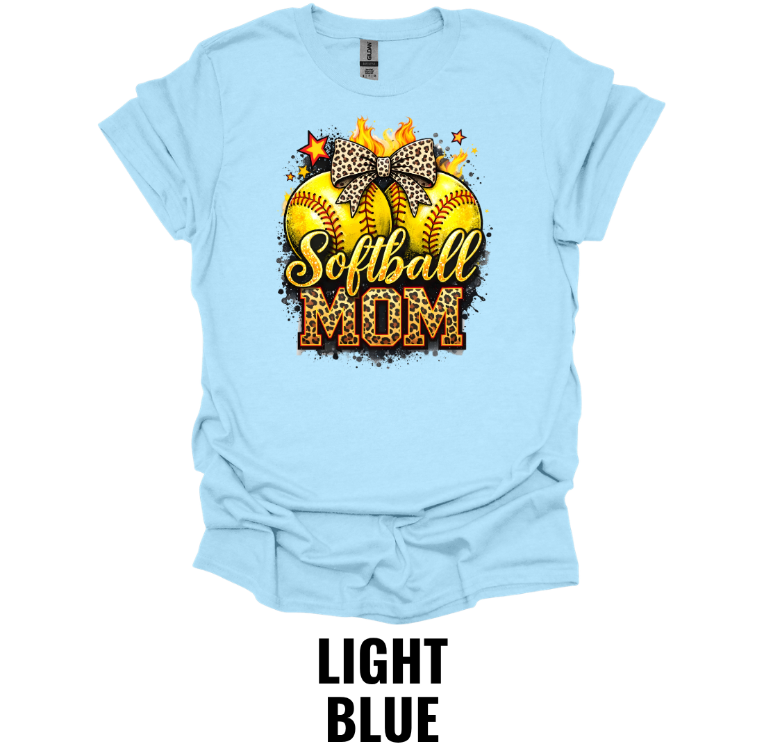 Softball Mom T-Shirt – Leopard Bow Game Day Tee