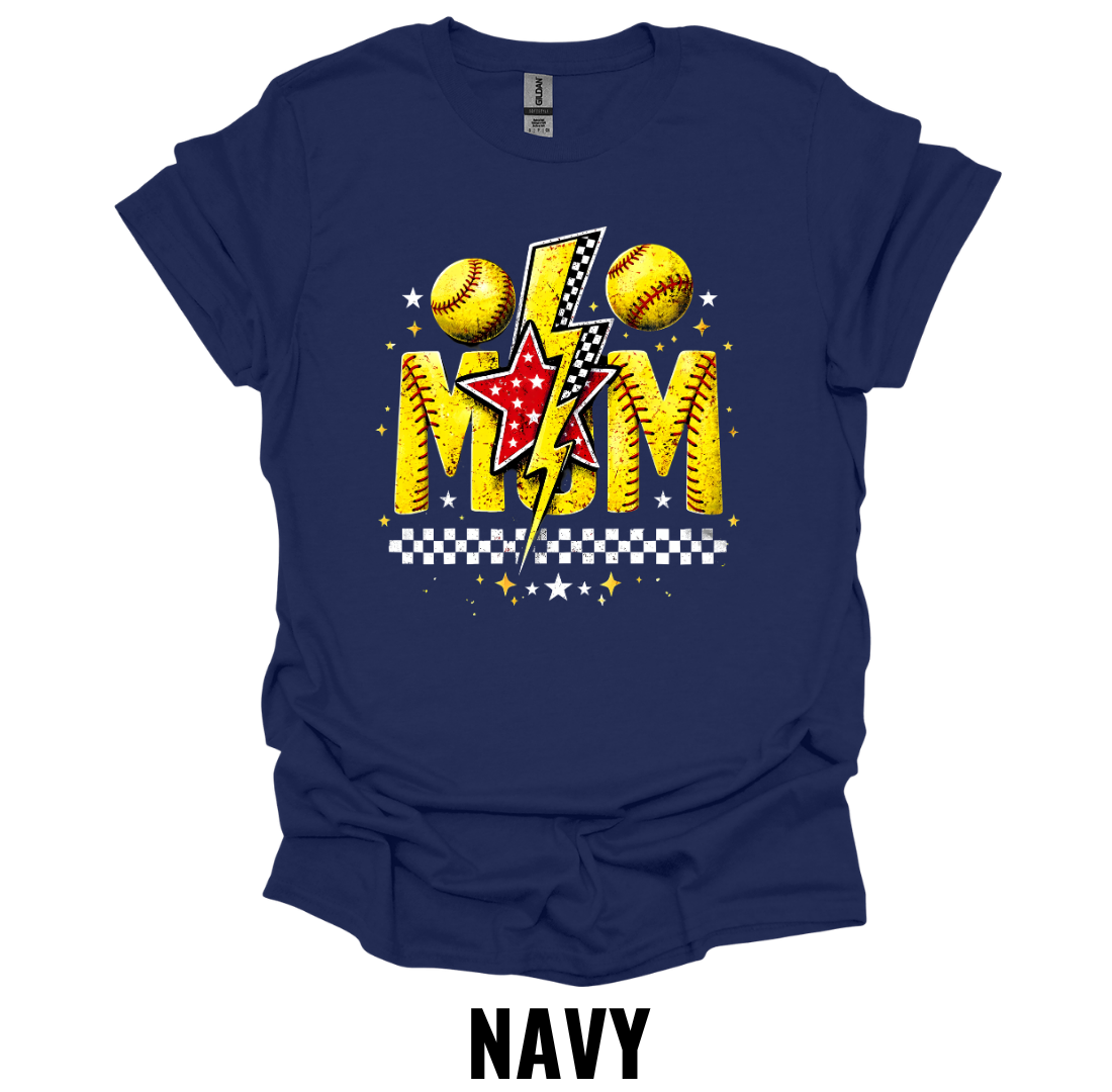 Softball Mom T-Shirt – Retro Lightning Graphic Tee