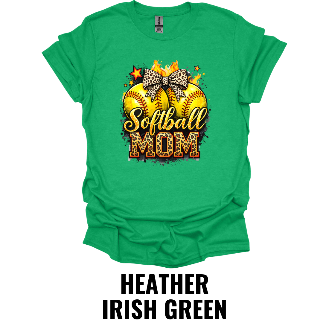 Softball Mom T-Shirt – Leopard Bow Game Day Tee