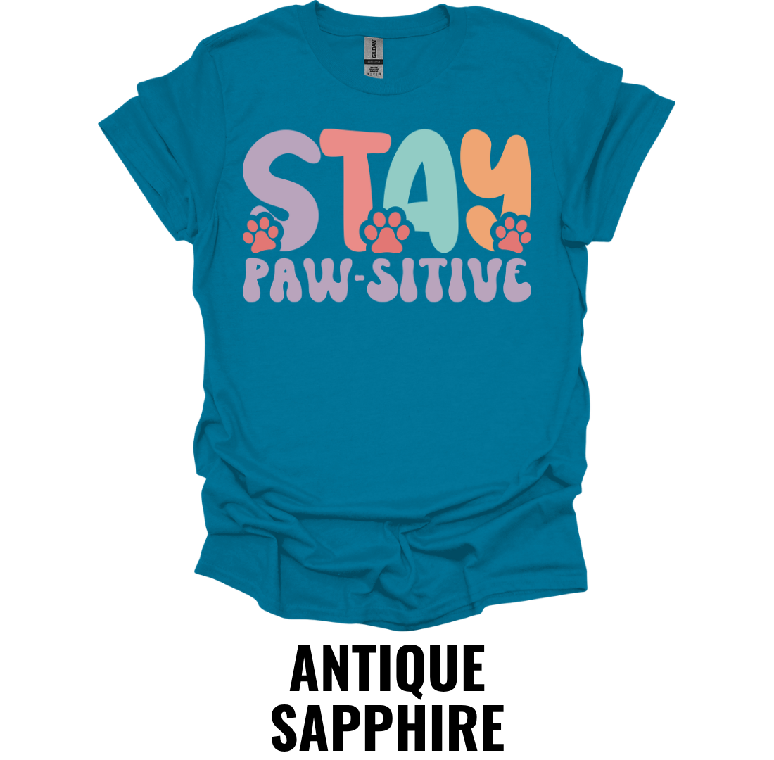Stay Paw-sitive T-Shirt – Cute Dog Lover Positive Quote Tee