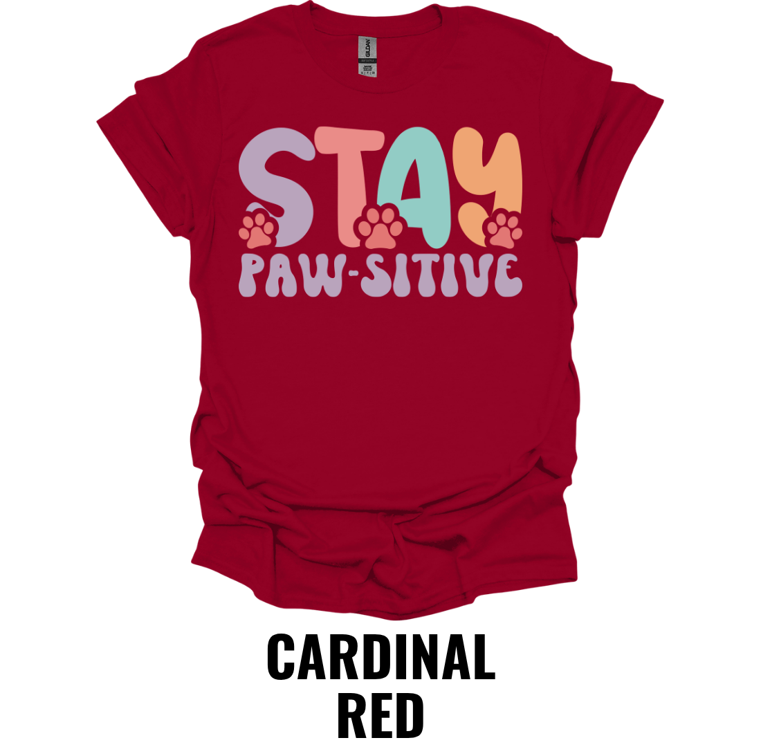 Stay Paw-sitive T-Shirt – Cute Dog Lover Positive Quote Tee