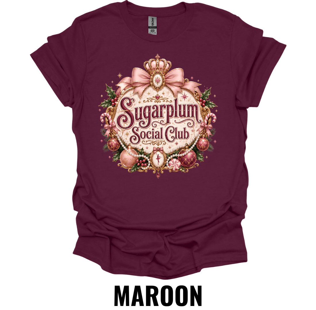Sugarplum Social Club T-Shirt – Vintage Christmas Graphic Tee