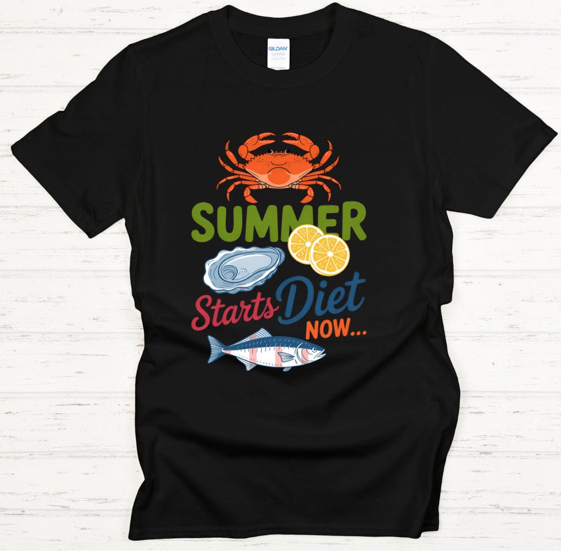 Summer Diet Starts Now Seafood Lover Shirt on Gildan Softstyle Tee