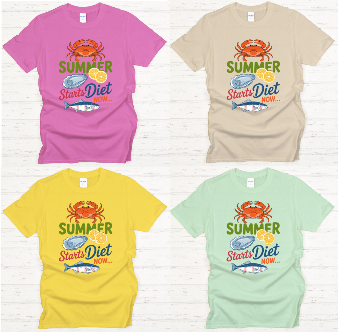 Summer Diet Starts Now Seafood Lover Shirt on Gildan Softstyle Tee