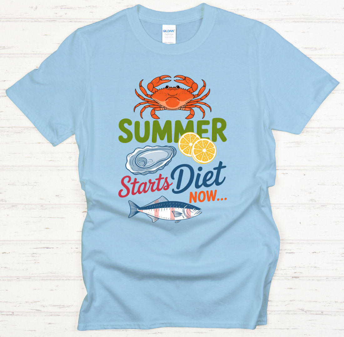 Summer Diet Starts Now Seafood Lover Shirt on Gildan Softstyle Tee