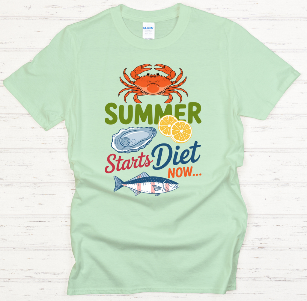 Summer Diet Starts Now Seafood Lover Shirt on Gildan Softstyle Tee