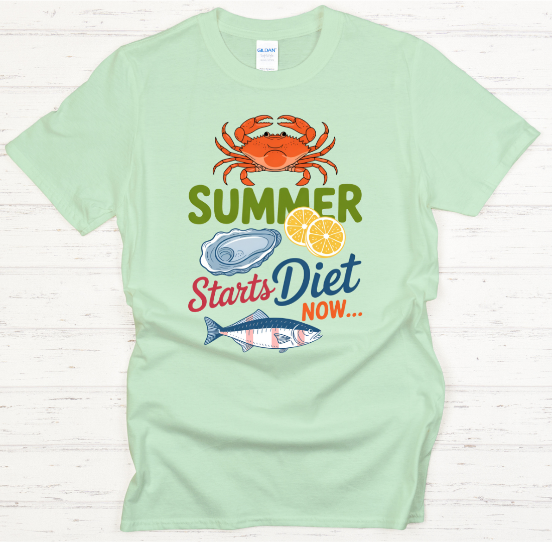 Summer Diet Starts Now Seafood Lover Shirt on Gildan Softstyle Tee
