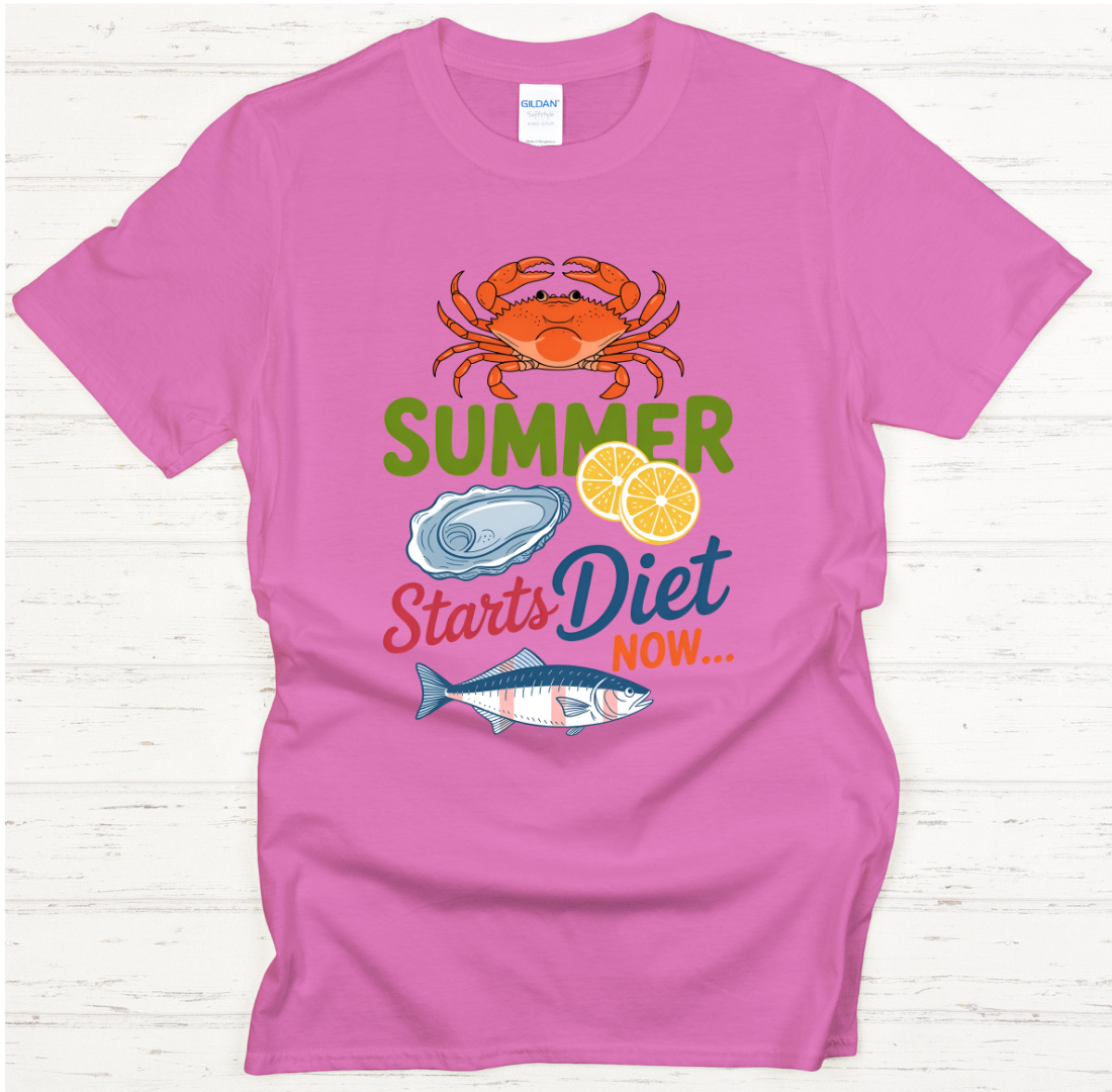 Summer Diet Starts Now Seafood Lover Shirt on Gildan Softstyle Tee