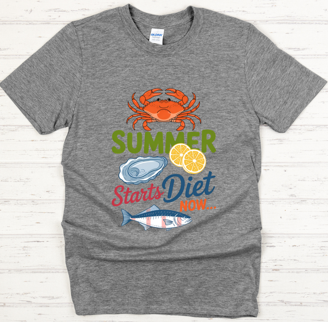Summer Diet Starts Now Seafood Lover Shirt on Gildan Softstyle Tee