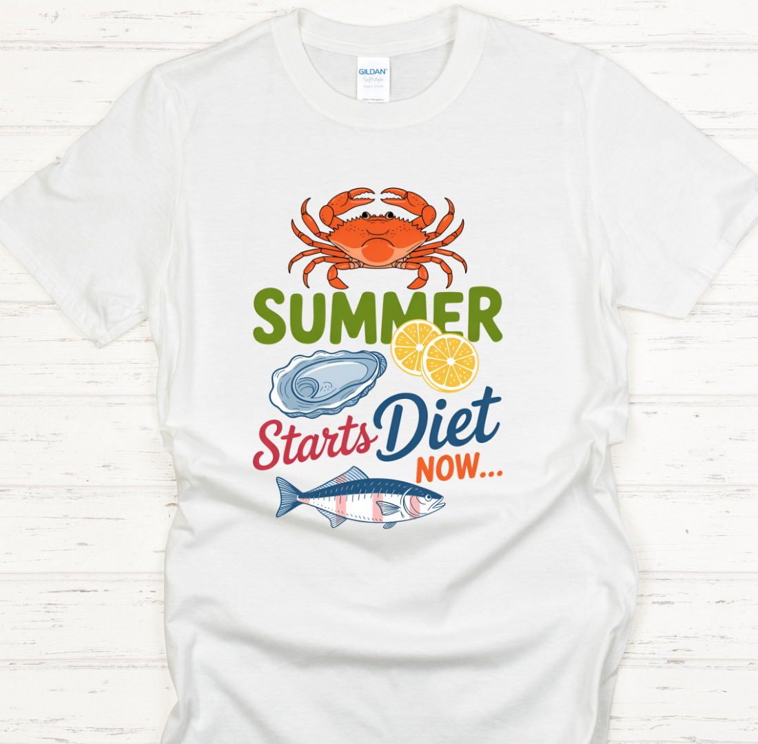 Summer Diet Starts Now Seafood Lover Shirt on Gildan Softstyle Tee