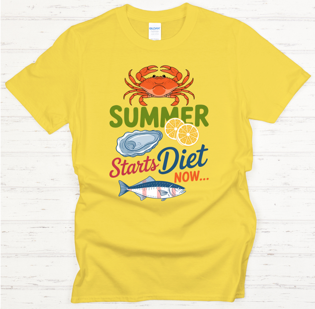Summer Diet Starts Now Seafood Lover Shirt on Gildan Softstyle Tee