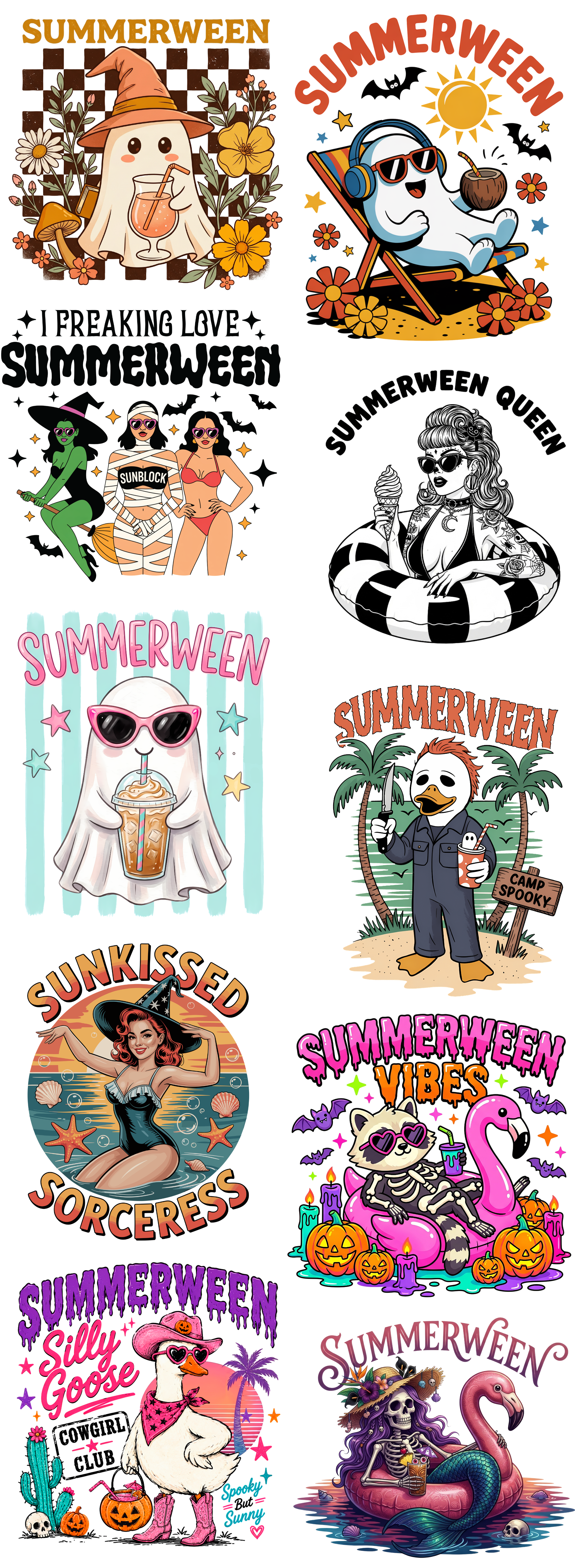 Summerween DTF Gang Sheet | Spooky Summer Ghost & Halloween Designs