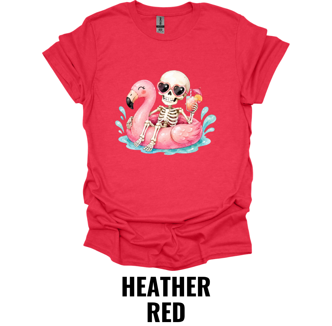 Skeleton Flamingo Float T-Shirt – Summerween Pool Party Tee