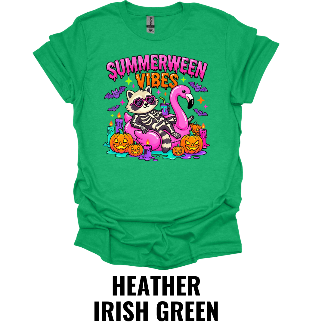 Summerween Vibes T-Shirt – Skeleton Flamingo Graphic Tee