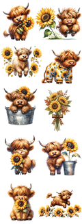Sunflower Highland Cow DTF Transfer – Cute Farmhouse Cow Design