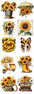 Sunflower Vintage Collection DTF Transfer – Rustic Floral Fall Designs