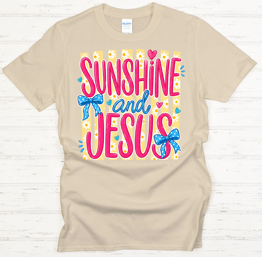 Sunshine and Jesus Graphic Shirt on Gildan Softstyle Tee