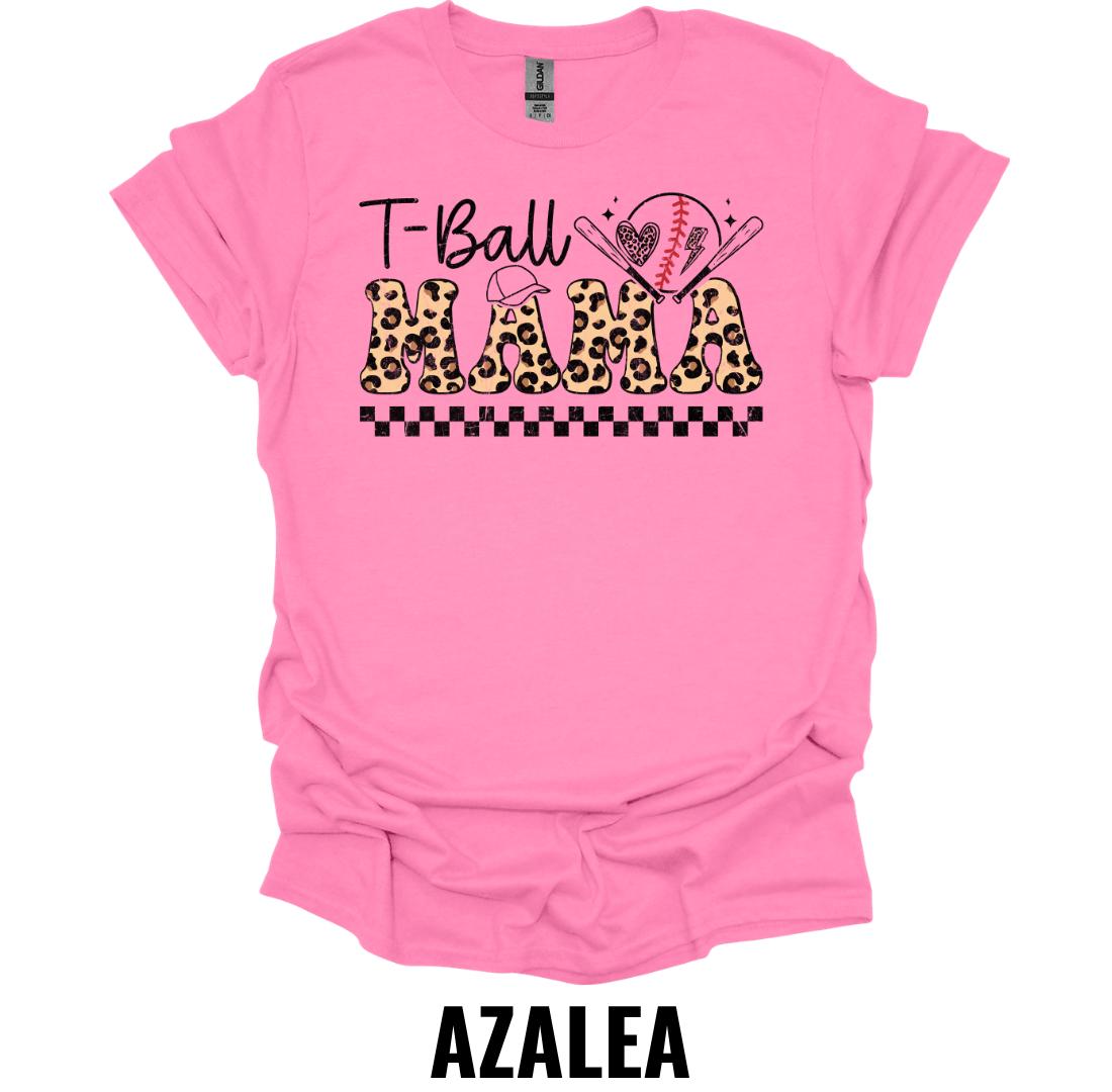 T-Ball Mama Shirt – Leopard Print Baseball Mom Graphic Tee