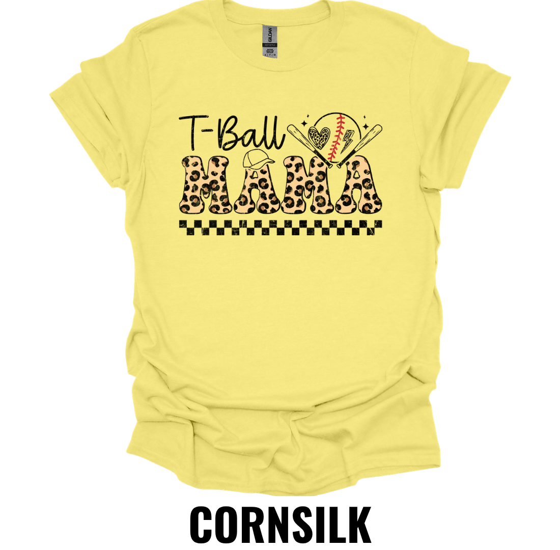 T-Ball Mama Shirt – Leopard Print Baseball Mom Graphic Tee