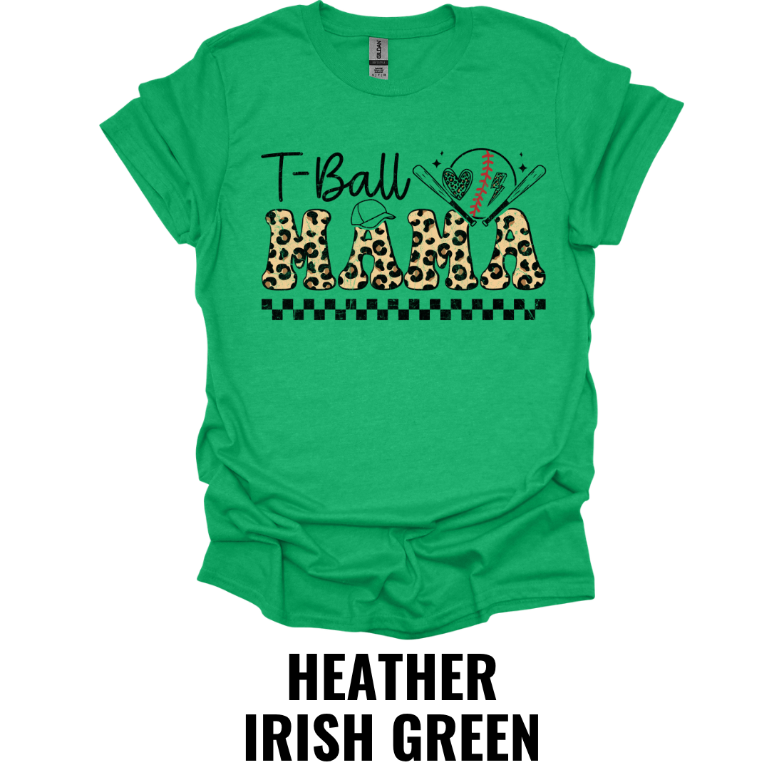 T-Ball Mama Shirt – Leopard Print Baseball Mom Graphic Tee