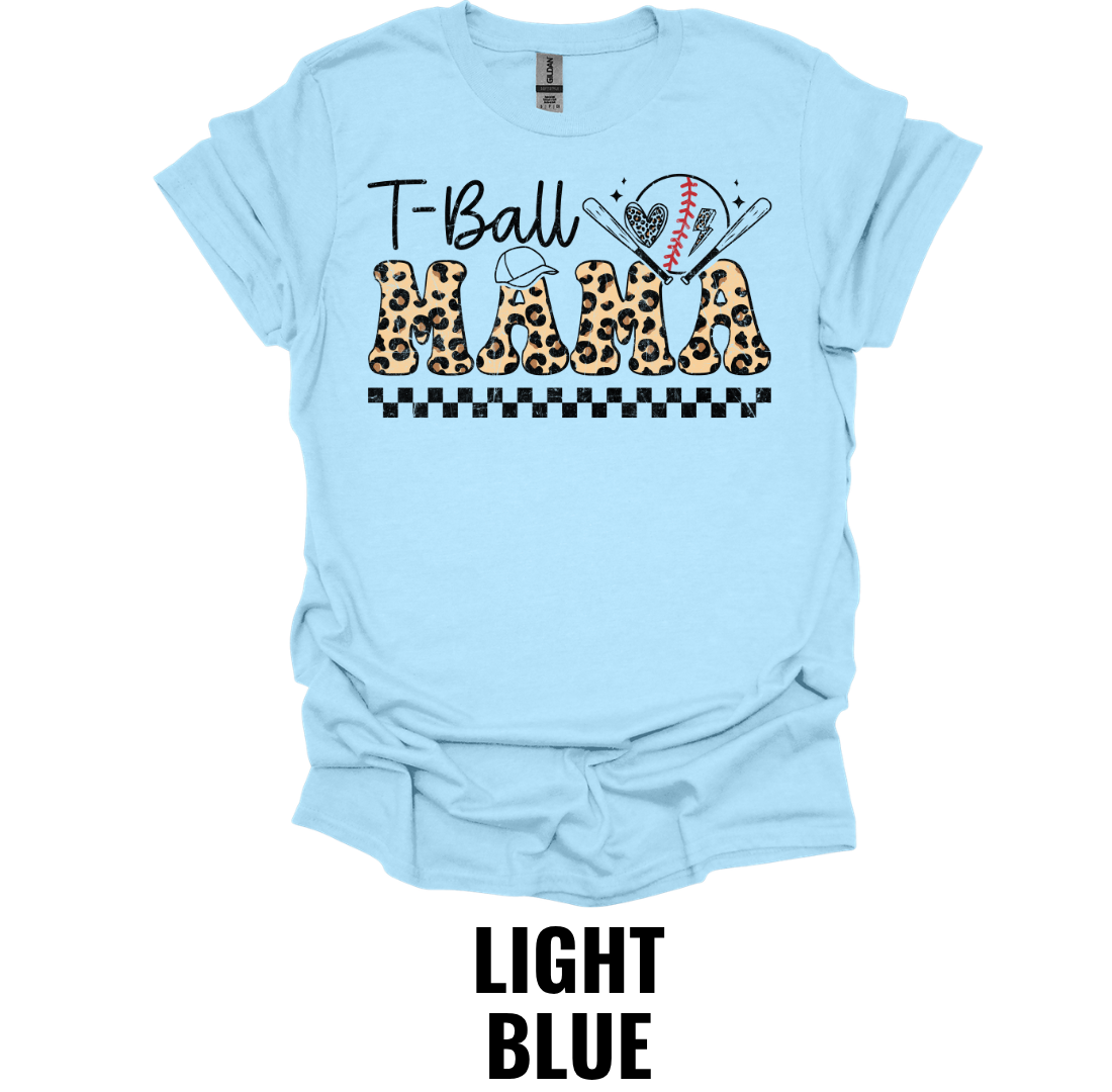 T-Ball Mama Shirt – Leopard Print Baseball Mom Graphic Tee