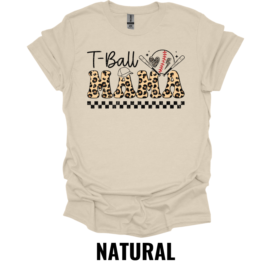 T-Ball Mama Shirt – Leopard Print Baseball Mom Graphic Tee