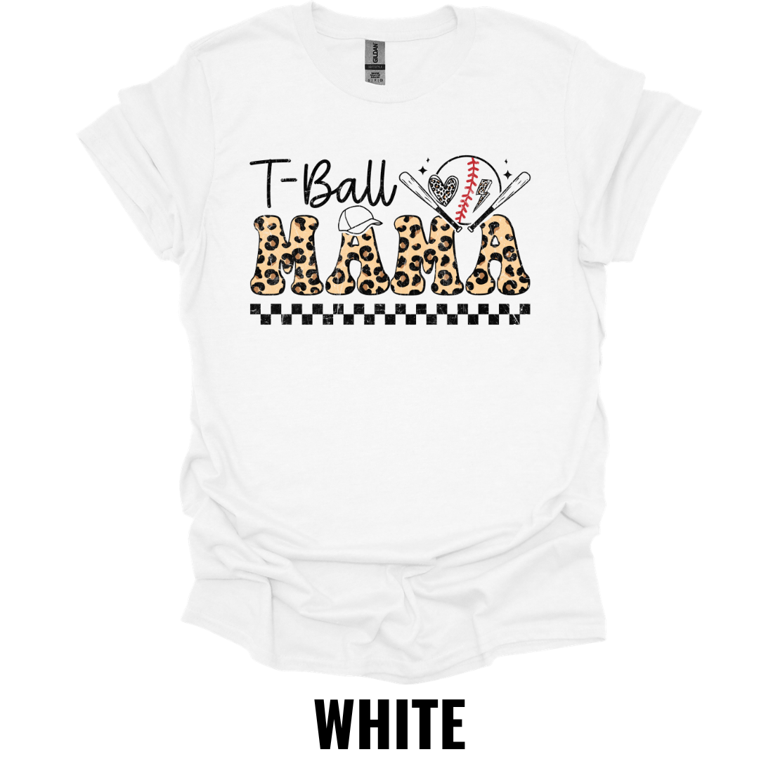 T-Ball Mama Shirt – Leopard Print Baseball Mom Graphic Tee