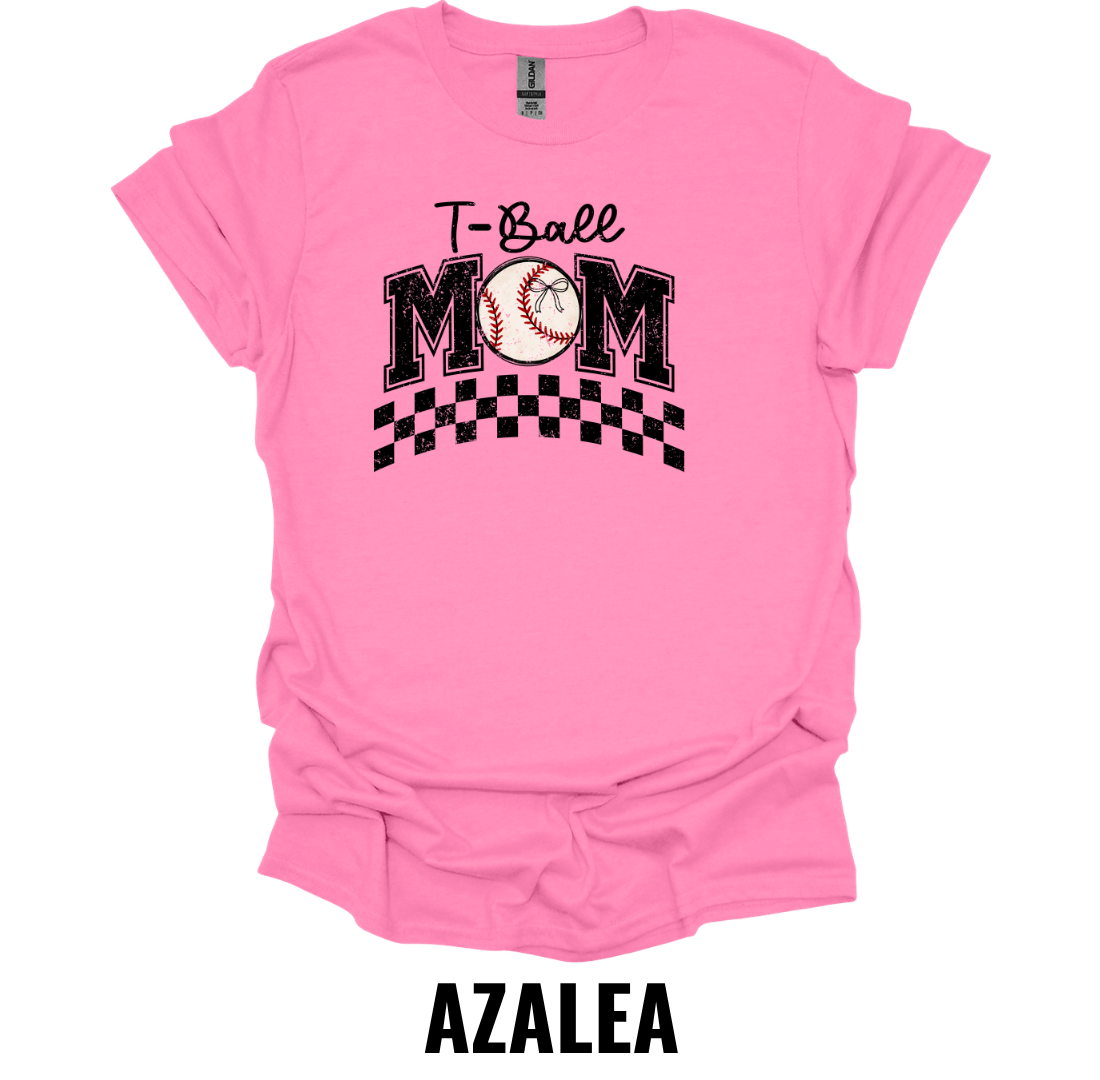 T-Ball Mom Shirt – Checkerboard Baseball Mom Graphic Tee