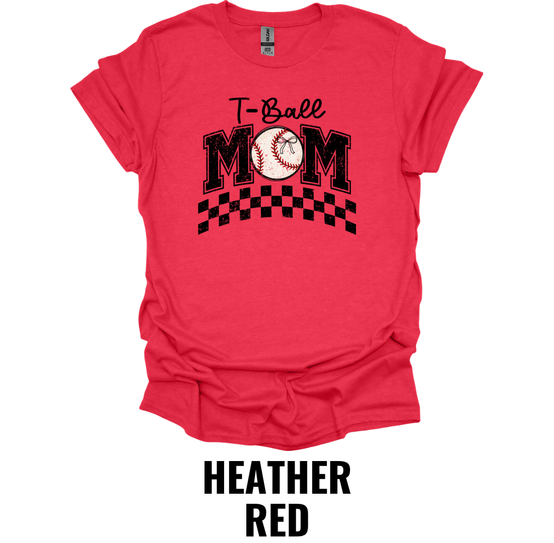 T-Ball Mom Shirt – Checkerboard Baseball Mom Graphic Tee