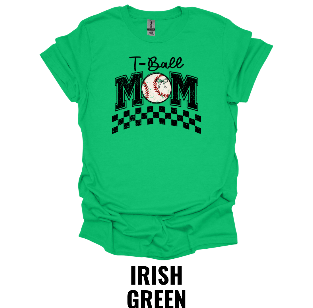 T-Ball Mom Shirt – Checkerboard Baseball Mom Graphic Tee