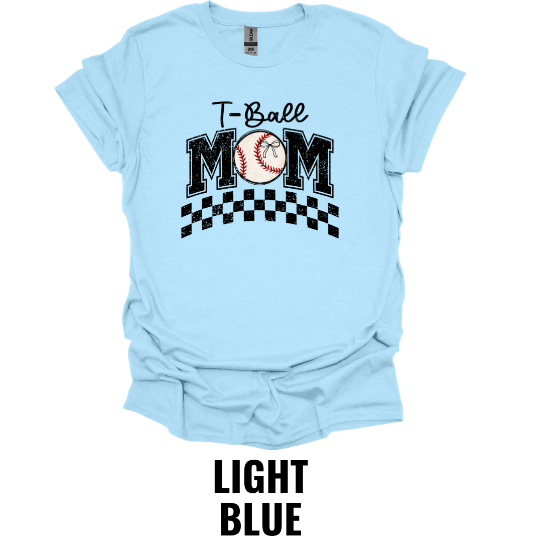 T-Ball Mom Shirt – Checkerboard Baseball Mom Graphic Tee