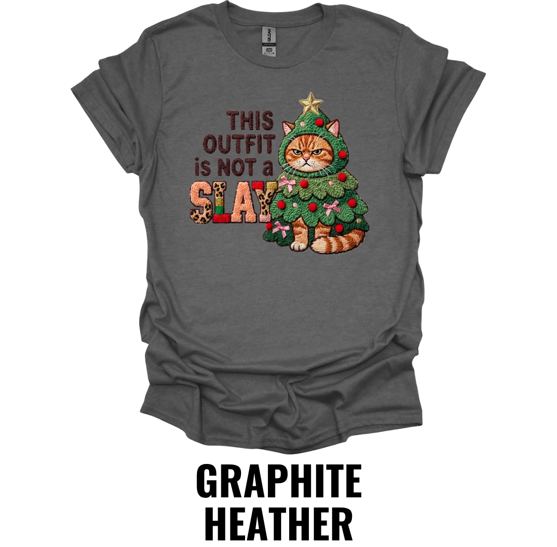 This Outfit Is Not a Slay Christmas Cat Shirt – Funny Holiday Graphic Tee