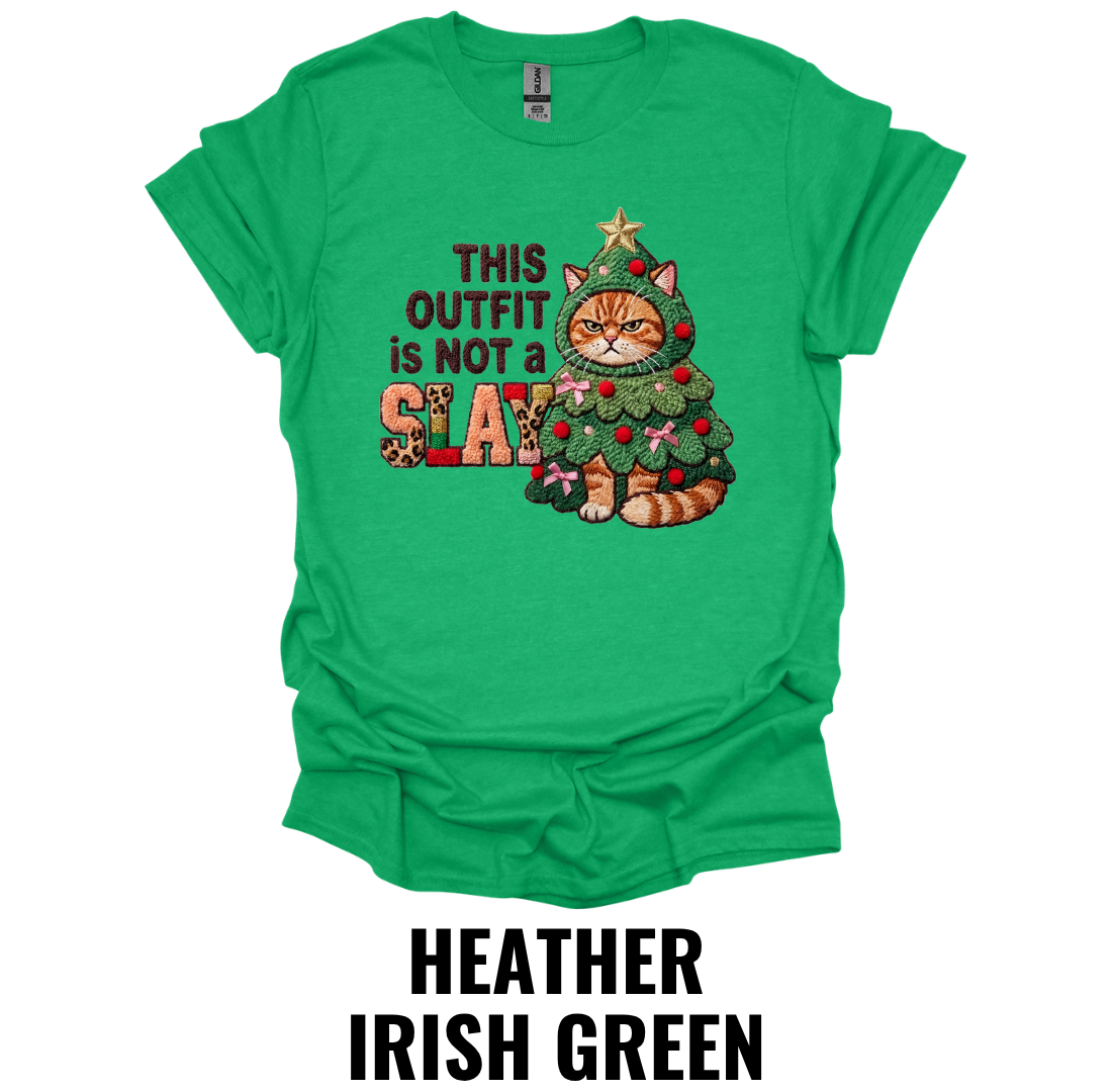 This Outfit Is Not a Slay Christmas Cat Shirt – Funny Holiday Graphic Tee