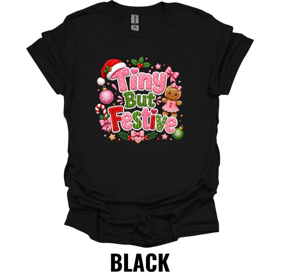 Tiny But Festive Youth Christmas T-Shirt – Cute Holiday Graphic Tee for Kids