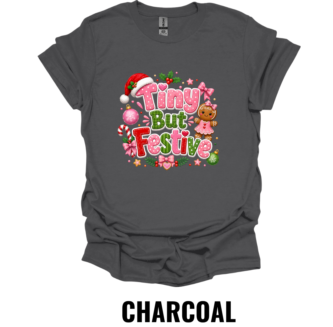 Tiny But Festive Youth Christmas T-Shirt – Cute Holiday Graphic Tee for Kids