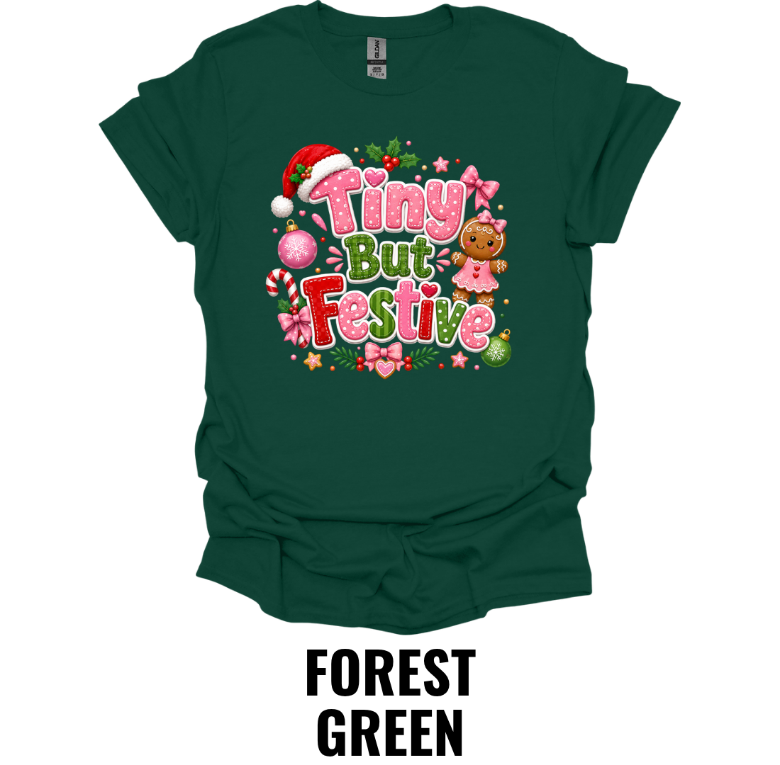 Tiny But Festive Youth Christmas T-Shirt – Cute Holiday Graphic Tee for Kids