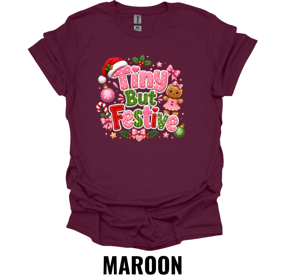 Tiny But Festive Youth Christmas T-Shirt – Cute Holiday Graphic Tee for Kids