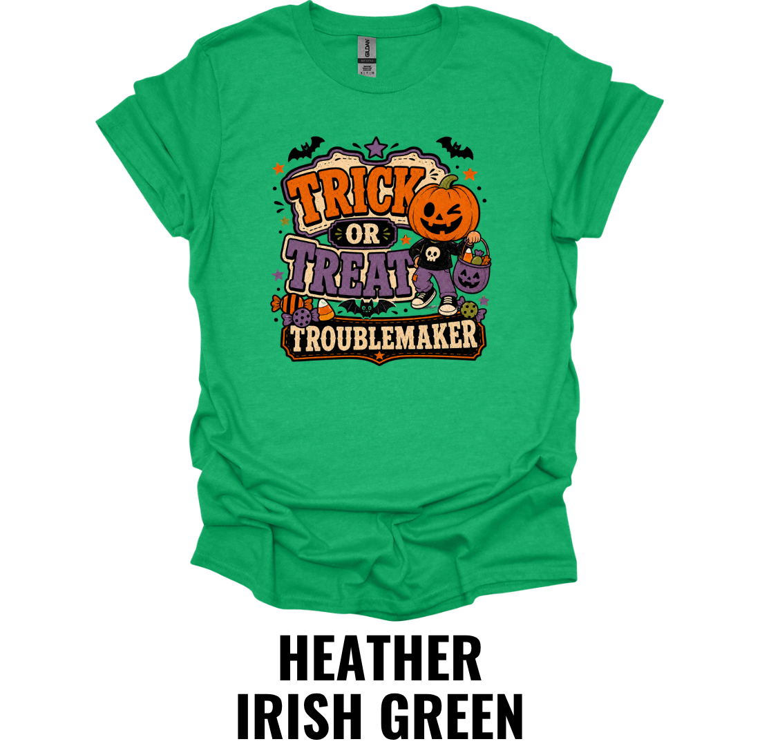 Trick or Treat Troublemaker T-Shirt – Funny Halloween Tee