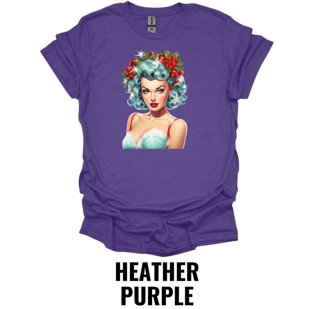 Vintage Christmas Pin Up Girl Shirt – Retro Holiday Glamour Graphic Tee