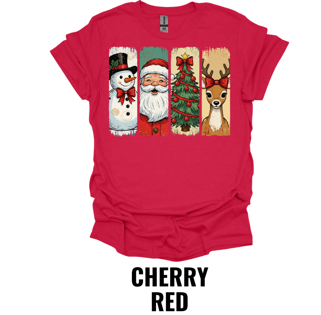 Vintage Christmas Shirt – Santa Snowman Reindeer Graphic Tee