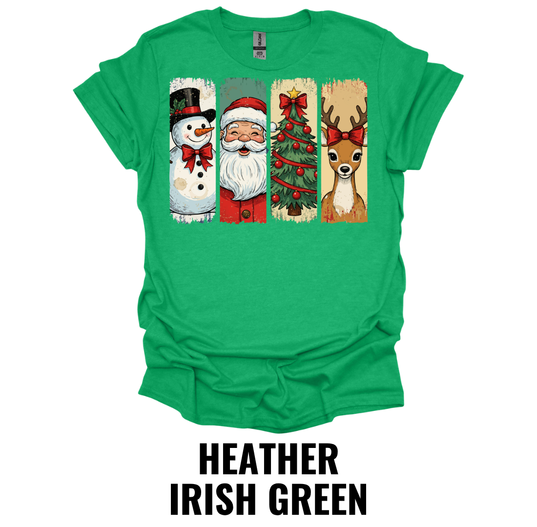 Vintage Christmas Shirt – Santa Snowman Reindeer Graphic Tee