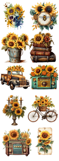 Vintage Sunflower Collection DTF Transfer – Rustic Fall Floral Bundle