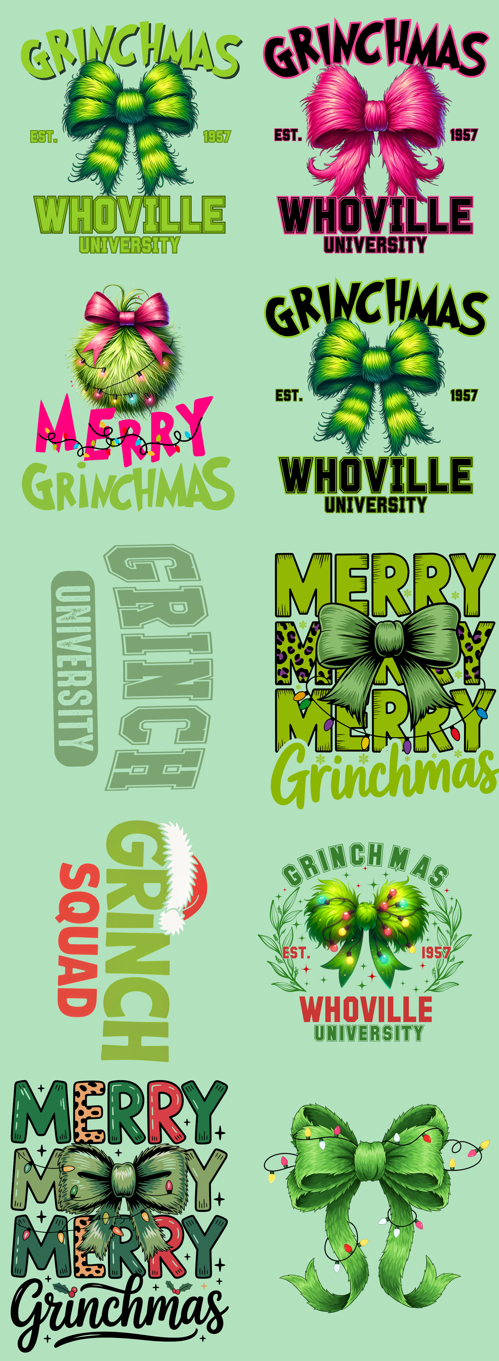 Grinchmas Premade DTF Gang Sheet – Holiday Transfer Designs