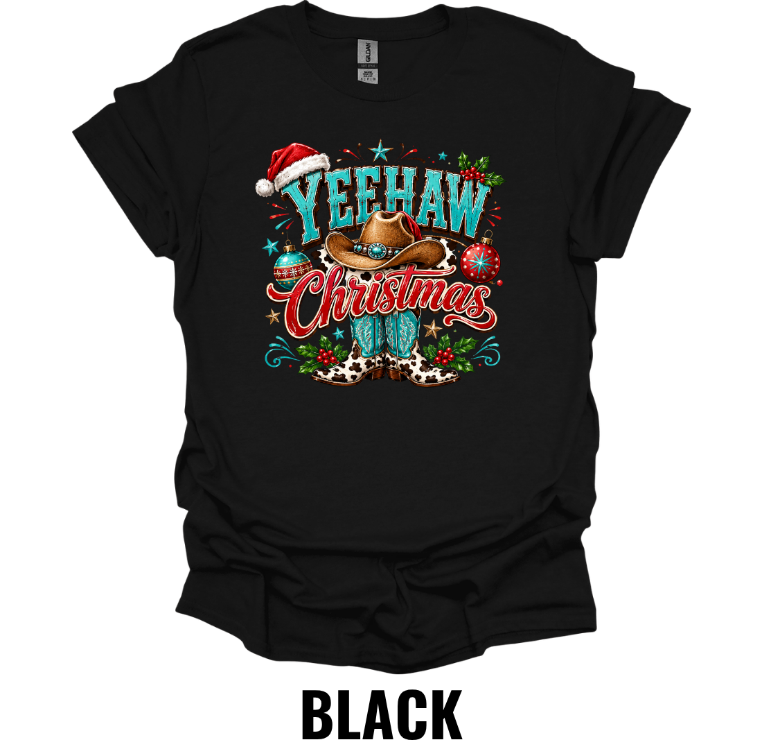 Yeehaw Christmas T-Shirt – Western Cowboy Holiday Tee
