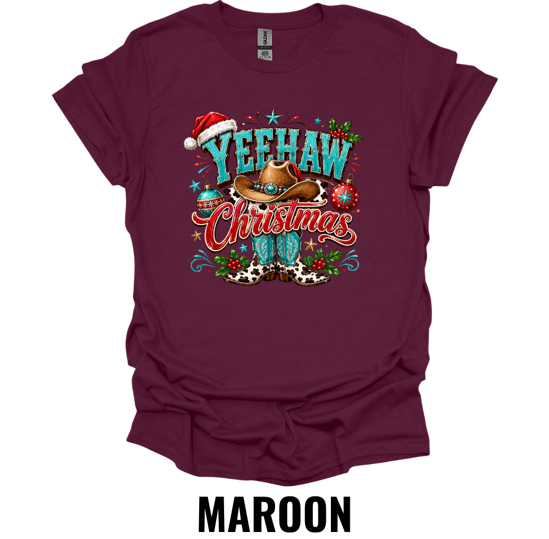 Yeehaw Christmas T-Shirt – Western Cowboy Holiday Tee